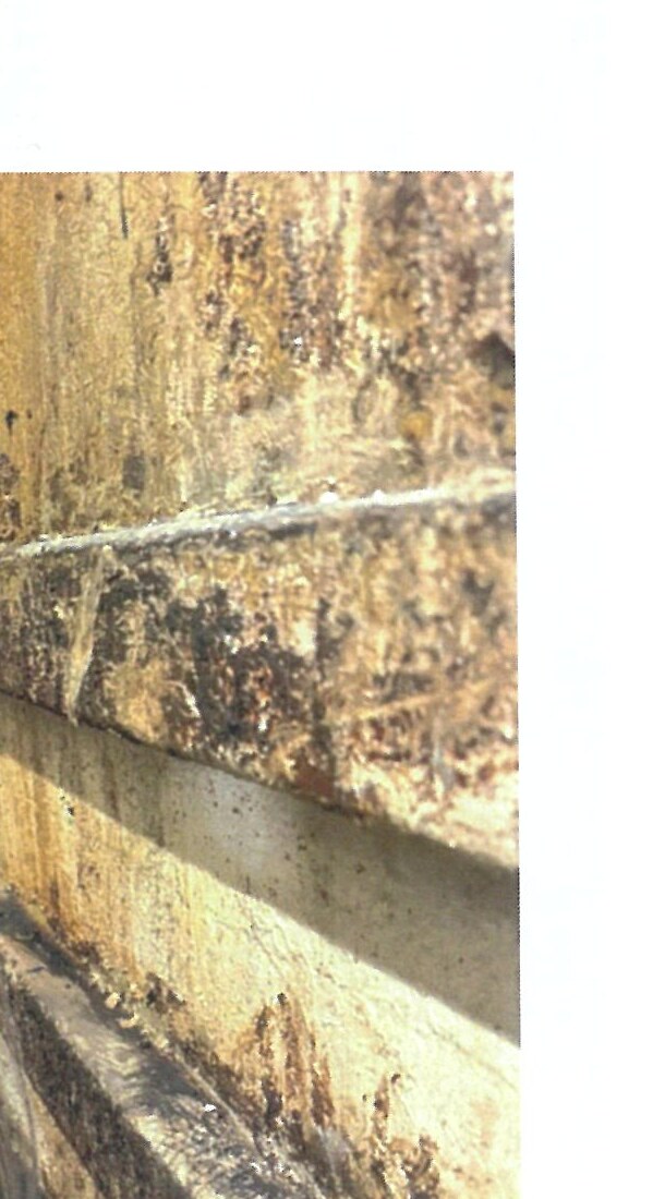 Fouled tank surface before treatment